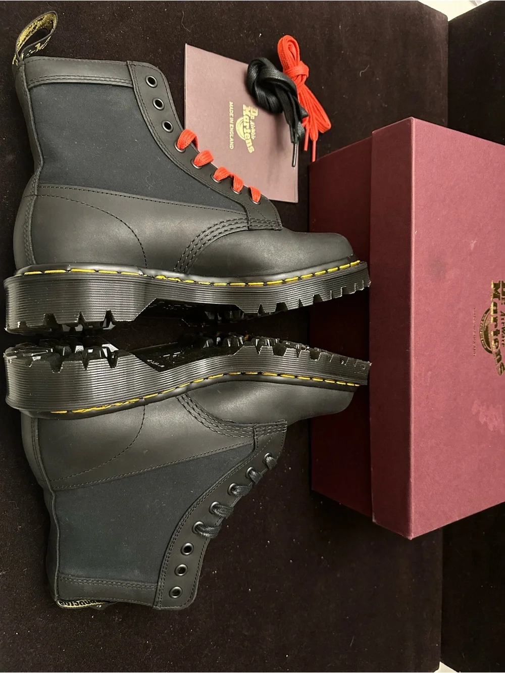 Dr. Martens 1460 Panel MIE Ventile Black Leather Boots - New With Box US M7 / W8